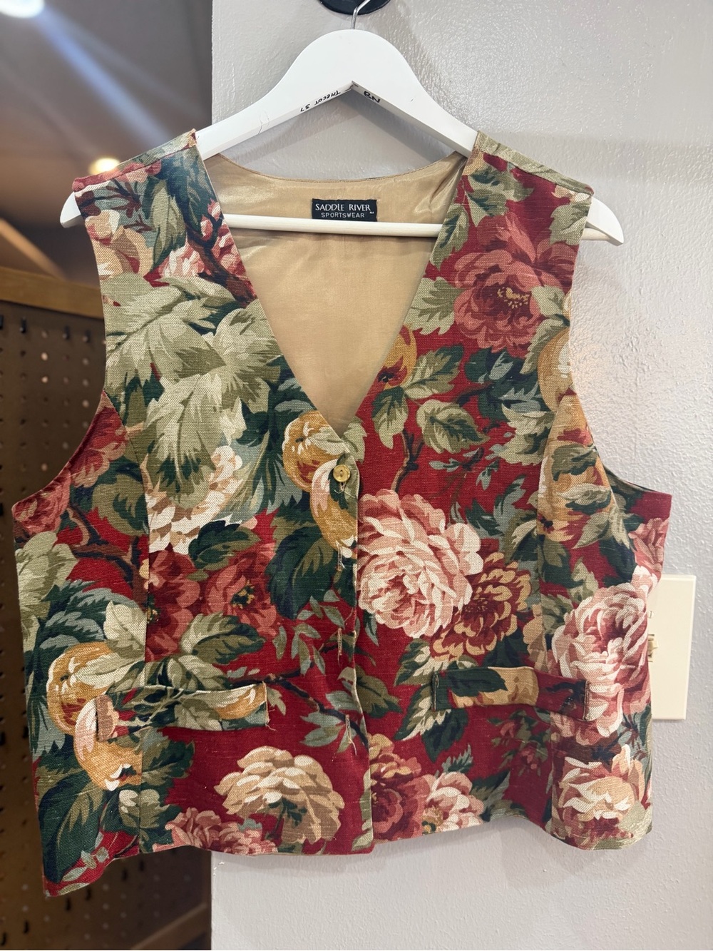 Saddle River Floral Tapestry Vest - Red Multi